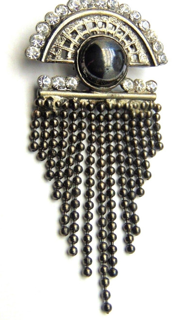 Altered Pin Rhinestone Crystal Ball Chain Signed Kia's