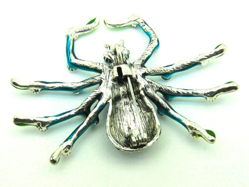 Black Widow Spider Pin Halloween Recluse Rhinestone Crystal Brooch DazzleCity p