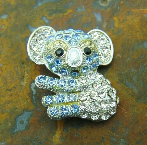 Koala Bear Pin Panda Rhinestone Crystal Brooch Vintage Chubby