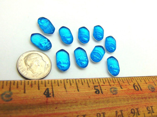 Scarab Cabochon German Glass Egyptian Revival Radiant Blue