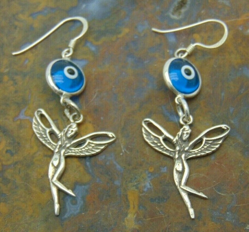 Vintage Egyptian Revival Winged Isis Earrings Sterling Eye Horus 925 Pierced NBW Vintage Egyptian Revival Winged Isis Earrings Sterling Eye Horus 925 Pierced NBW