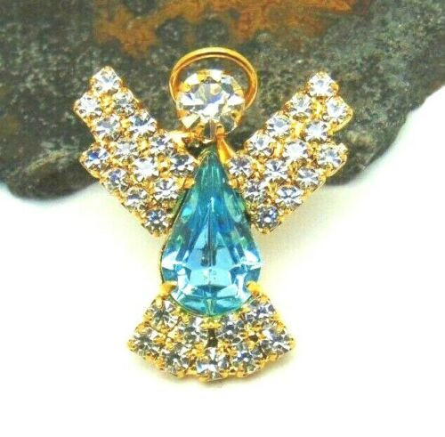 Angel Pin December Birthstone Wings Rhinestone Crystal