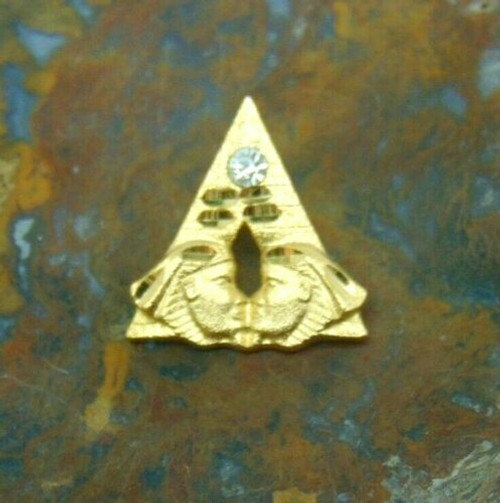 Pyramid Sphinx Pin Egyptian Revival Rhinestone Diamond Cut Made USA DazzleCity