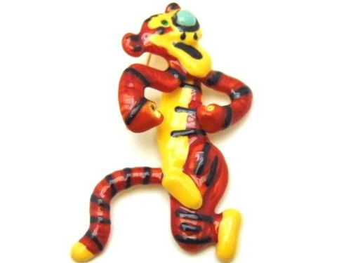 Tiger Pin Moveable Mechanical Brooch Tony Dancing Estate