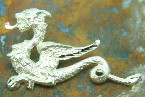 Dragon Pin Serpent Draco Diamond Cut Silver Made USA DazzleCity