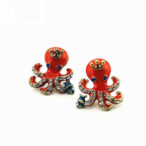 Octopus Earrings Squid Betsey Tentacles Steampunk Rhinestone