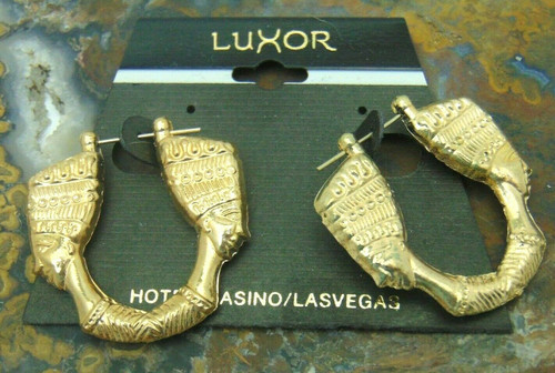 Egyptian Revival Nefertiti Earrings Medium Golden Hoops Luxor Mint DazzleCity