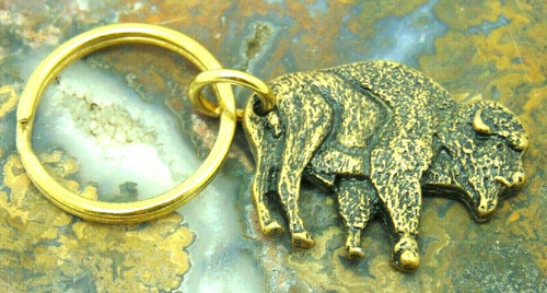 Buffalo Key Chain KeyChain Bison Bill's Antique Brass Fob