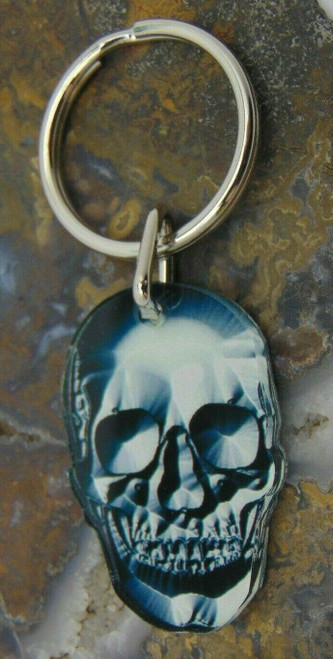 2 Skull Key Chain Mirror Lucite Vintage Treasure Island DazzleCity