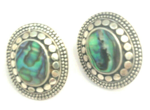 Abalone Shell Sterling Earrings Pierced Silver 925 Vintage DazzleCity