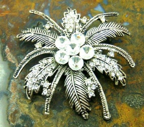 Palm Tree Pin Coconut Rhinestone Crystal Brooch Tropical