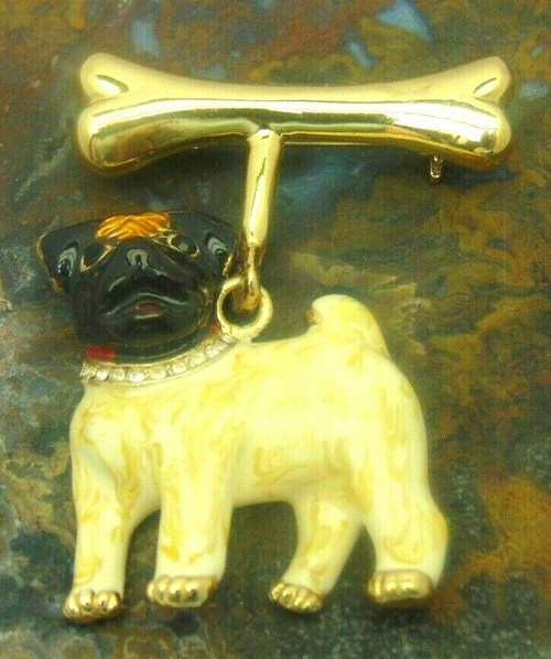 Bulldog Pin Dog Bone Boston Rhinestone Crystal Brooch Collar DazzleCity