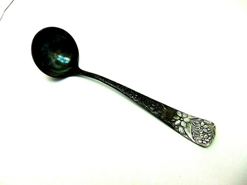 Wm Rogers Floral Spoon Ladle Coin Silver Old