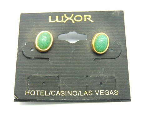 Scarab Earrings Chrysoprase Egyptian Revival Pierced Luxor DazzleCity