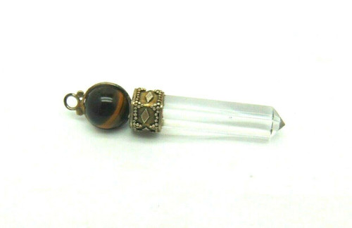 Tiger Eye Sterling Crystal Pendant Silver 925 Vintage Dazzlecity