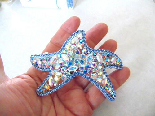 Starfish Barrette Bridal Sapphire Rhinestone Wedding Vintage BeadRage
