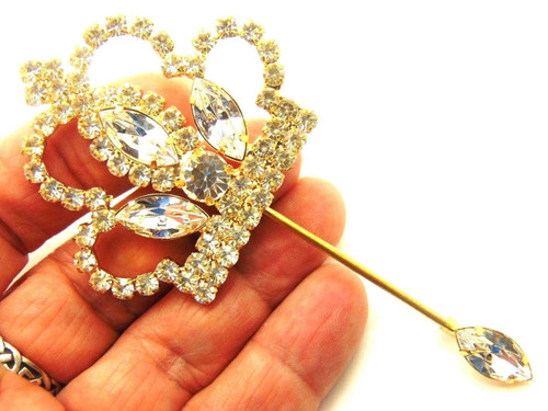 Crown Scepter  Pin Brooch Rhinestone Crystal Pageant Queen Dazzler