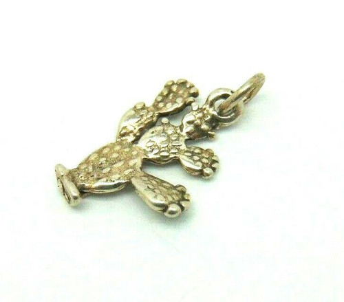 Cactus Paddle Tail Charm Sterling Silver 925 Prickly Pear
