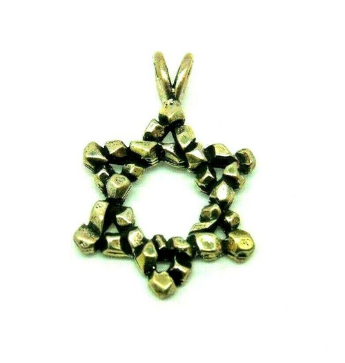 Jewish Star Pendant Sterling Silver 925 Vintage Nugget Heavy