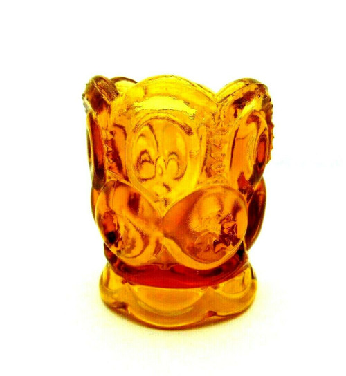 L. E. Smith Moon & Stars Toothpick Holder Amber Glass