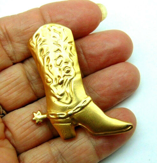 Cowboy Boot Spur Pin Cowgirl Rodeo Brooch  Vintage Mint