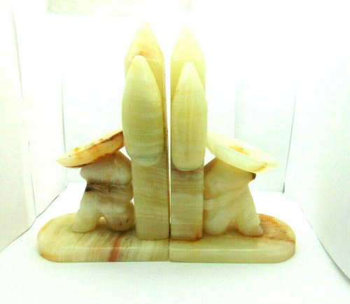 Mexican Onyx Bookends Cactus Sombrero Sleeping Pair