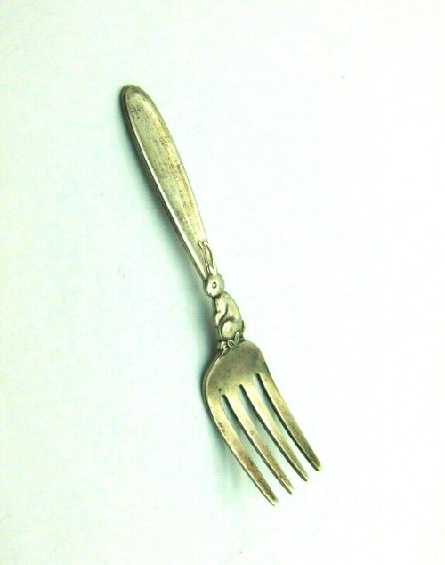 Lunt Sterling Baby Fork Silver Rabbit Bunny RARE
