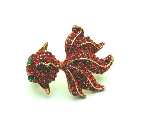 Koi Fantail Fish Pin Goldfish Beta Rhinestone Crystal