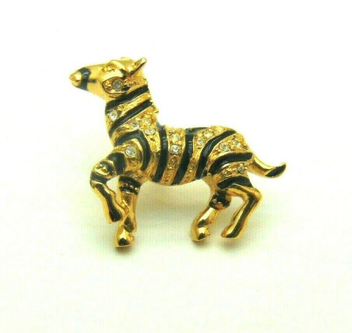 Zebra Rhinestone Pin Africa Tack Miniature