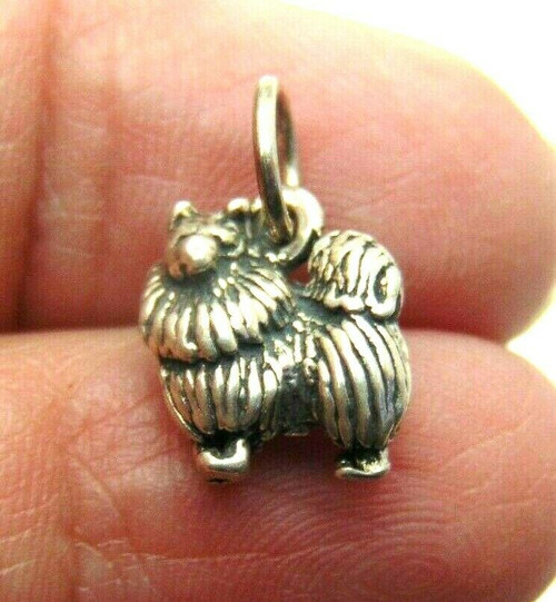 Shitzu Pomeranian  Sterling Charm Dog Puppy Silver 925