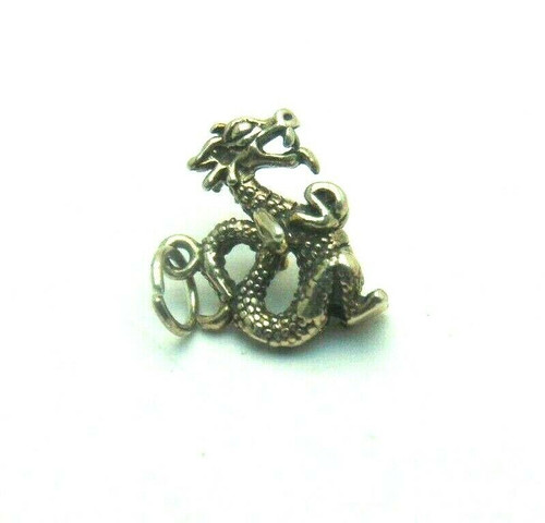 Dragon Charm Sterling Silver 3-d Medieval Made USA