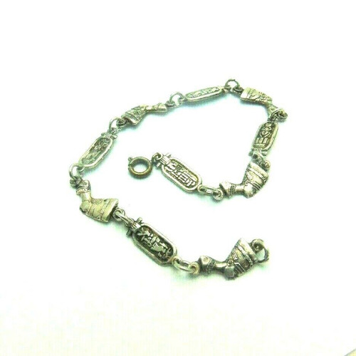 Nefertiti Cartouche Bracelet Egyptian Sterling Silver Charm Nefertiti Cartouche Bracelet Egyptian Sterling Silver Charm