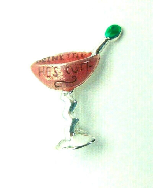 Champagne Cocktail Pin Glass Drink Brooch