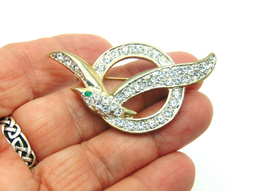 Dove Seagull Pin Rhinestone Crystal Peace Brooch