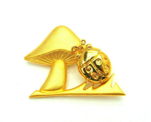 Mushroom Ladybug Pin Signed Casual Corner Brooch