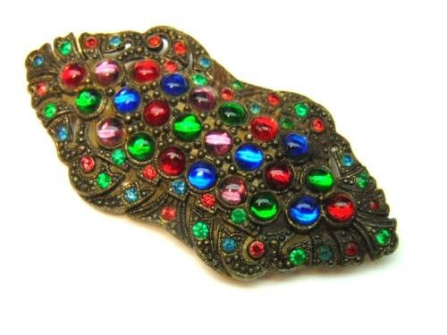 Fruit Salad Brooch Pin 1920's Rhinestone Tutti Fruitti Old