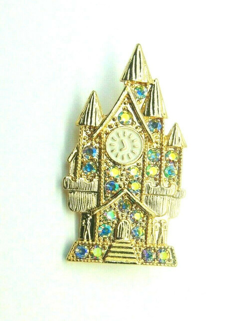 Castle Watchtower Pin Brooch Cinderella Rhinestone Crystal