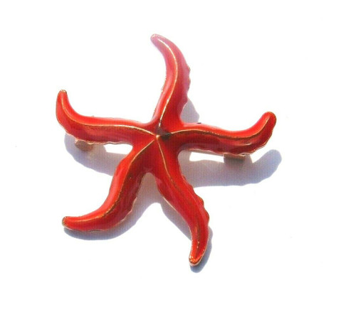 Starfish Pin Ocean Creature Brooch Salmon Coral