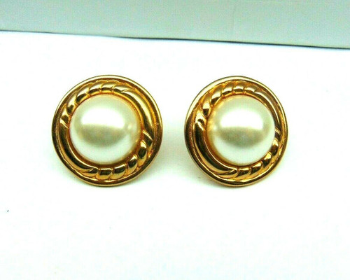 DONALD STANNARD Pearl Clip Earrings Couture Vintage