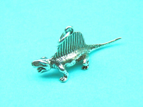 Dinosaur Stegosaurus Charm Sterling Silver 925 Vintage 3-d