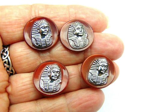 King Tut Cabochon Vintage Czeck Silver Egyptian 6 Pc Lot