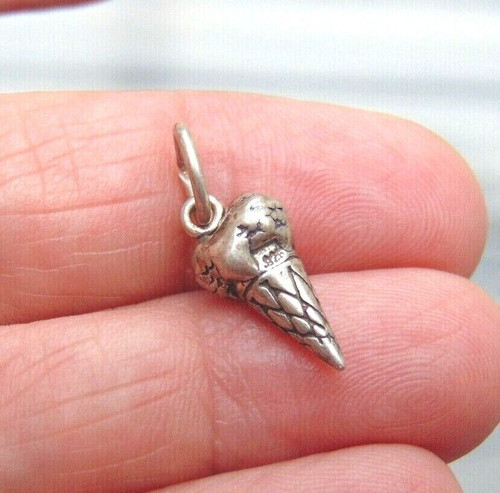 Ice Cream Cone Charm Popsicle Sterling Silver 925 Vintage