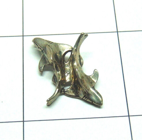 Shark Charm Double Fish 925 Sterling Silver  Vintage 3-D OOAK