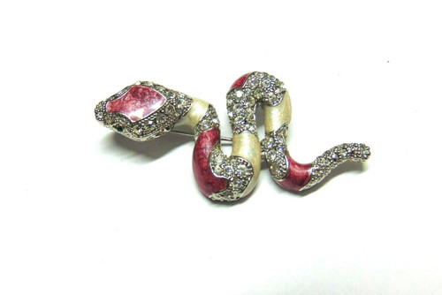 Snake Pin Brooch Serpent Diamond Back Venom Crystal