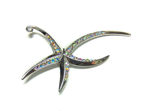 Starfish Pin Brooch Rhinestone Elegant Art Deco Look