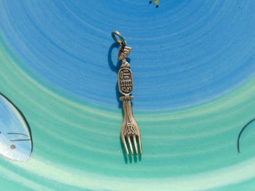 Nefertiti Cartouche Fork Sterling Silver Egyptian TINY Nefertiti Cartouche Fork Sterling Silver Egyptian TINY