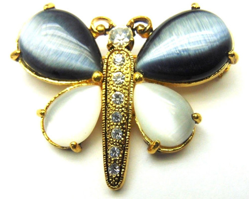 Butterfly Pin Glass Wings Bug Brooch DazzleCity