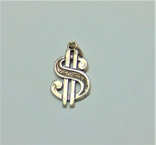 Money Charm Dollar $ Sterling Silver Vintage Sign DazzleCity