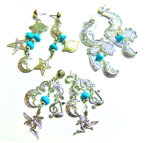 Sun Moon Star Earring Lot Bundle Vintage Celestial #2 BeadRage