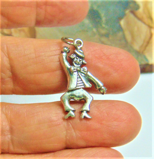 Small Clown Charm Mechanical Vintage Sterling Silver 925 BeadRage